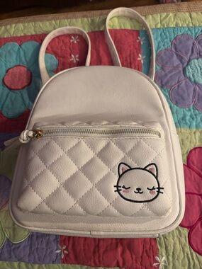 Under One Sky White Quilted Cat Mini Backpack